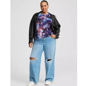 Cosmic Galaxy Stretch Mesh Crew Neck Relaxed Tee Size 3X Nwt!